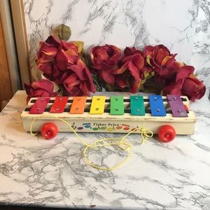 Vintage Fisher-Price Wooden Xylophone Pull Toy